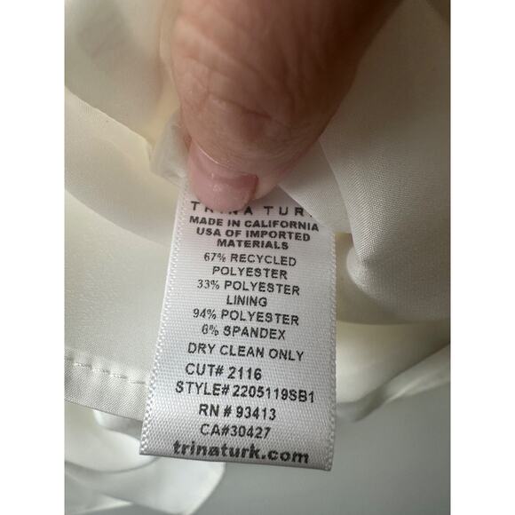 NEW $228 Trina Turk Women XS Ivory Azalea Stretch Billowy-Sleeve Blouse Top A57 - Picture 4 of 7